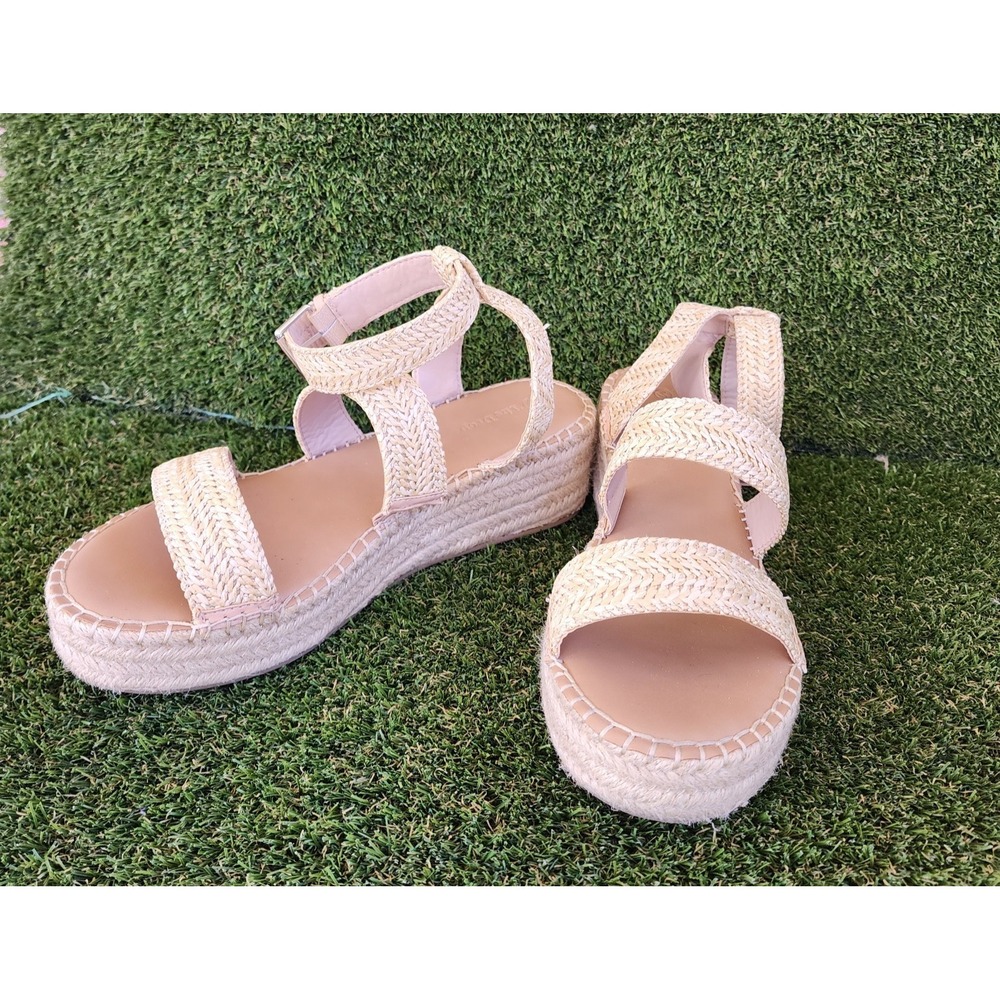 The Drop Espadrille‎ Platform Wedge Sandals Raffia Ankle Strap Womens 11